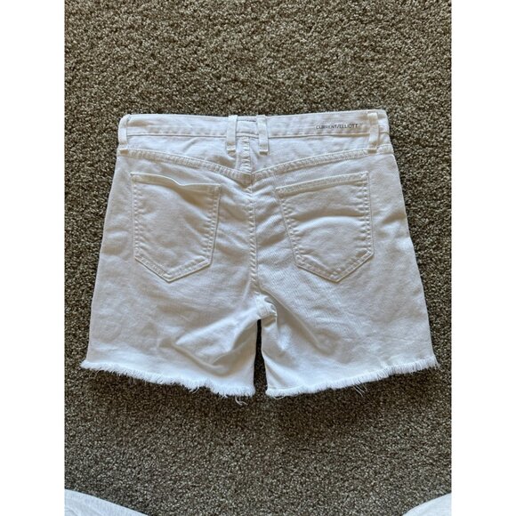 Current Elliott Shorts White Denim Size 26 The Boyfriend Rolled Short Oversized - Picture 5 of 8